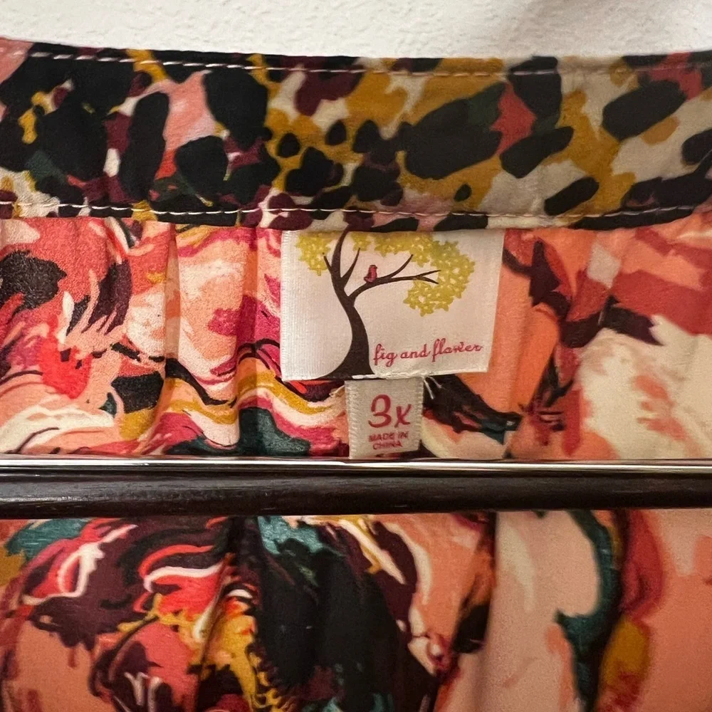 NWOT Anthropologie Fig & Flower Top Blouse Woman Plus 3X Floral/Animal Print - Picture 5 of 9